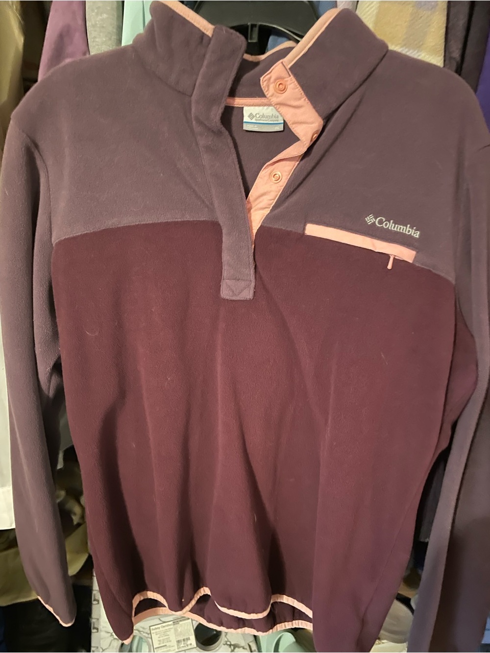 Columbia Women’s Two-Tone Maroon Quarterzip Pullover Fleece - XL